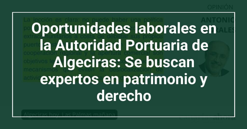 Oportunidades laborales en la Autoridad Portuaria de Algeciras: Se buscan expertos en patrimonio y derecho